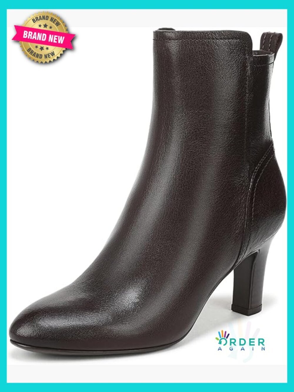 Ankle Bootie Chunky Heel Side Zipper Classic Comfortable Everyday Shoe